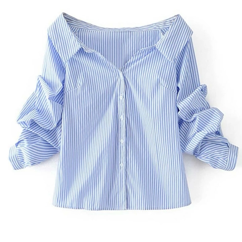 Off Shoulder Single Breasted Blouse